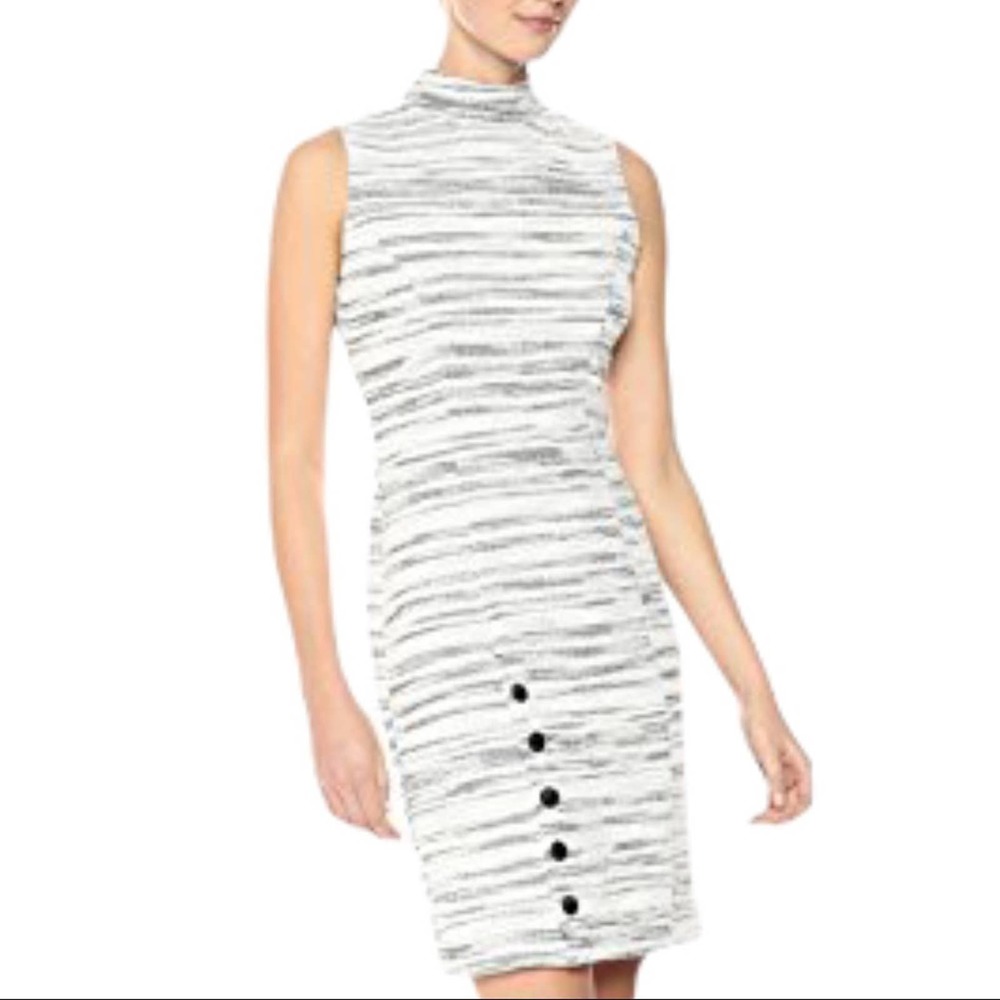 Sharagano | Sleeveless Mock Neck Heathered Dress